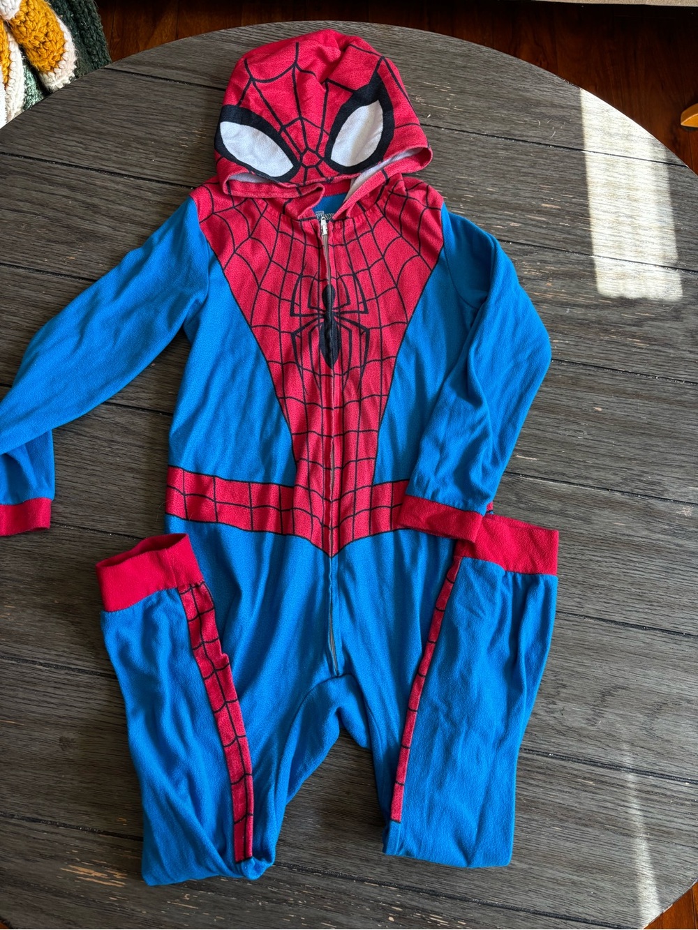 Kids Spider-Themed Hooded Costume Onesie - Red & Blue Marvel Size 6/